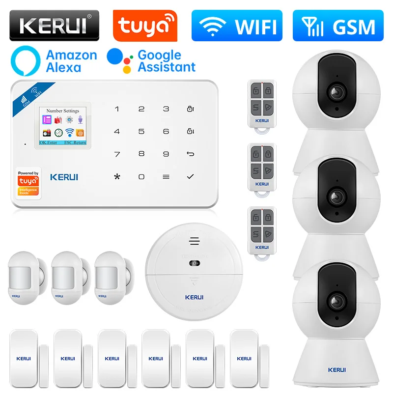 

KERUI W181 Alarm Kit with Door Sensor Siren WIFI GSM Alarm System for Home Wireless Alarm Support Alexa Tuya Smart APP Control