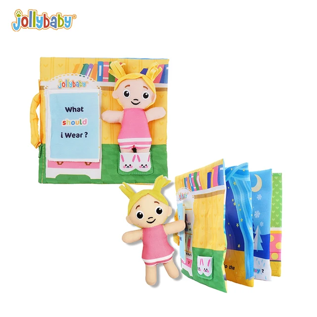 Jollybaby Quiet Dollhouse Books Early Learning Toddler Toys Interactive Doll Story Washable Fabric Book for kids 2 to 4 year old 1