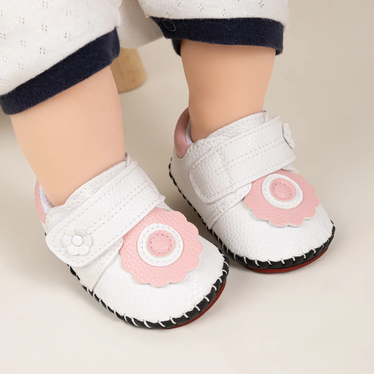 Nette Cartoon Baby Junge Mädchen Leder Casual Sneaker Exquisite Blume Herz Gestreiften Erste Wanderer Gummi Weiche Anti-slip Flache sohle – Detail 18