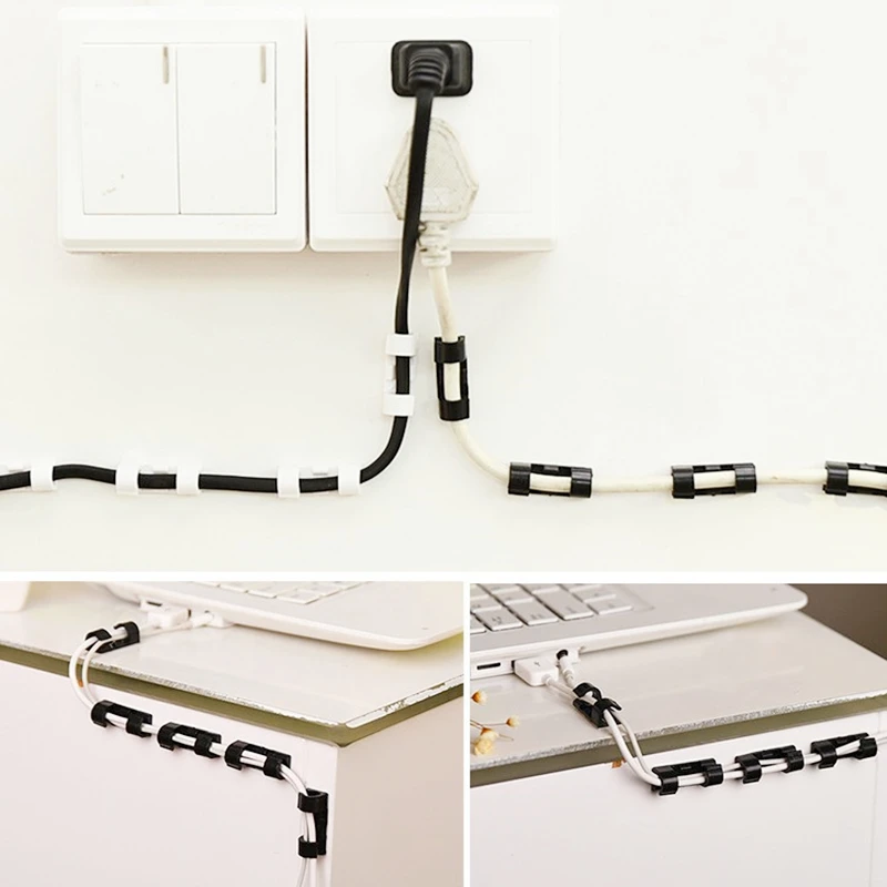 20pcs/set Cord Cable Winder Charging Line Cable Organizer Wire Fixing Clips Storage Support Holder Clips Accessories