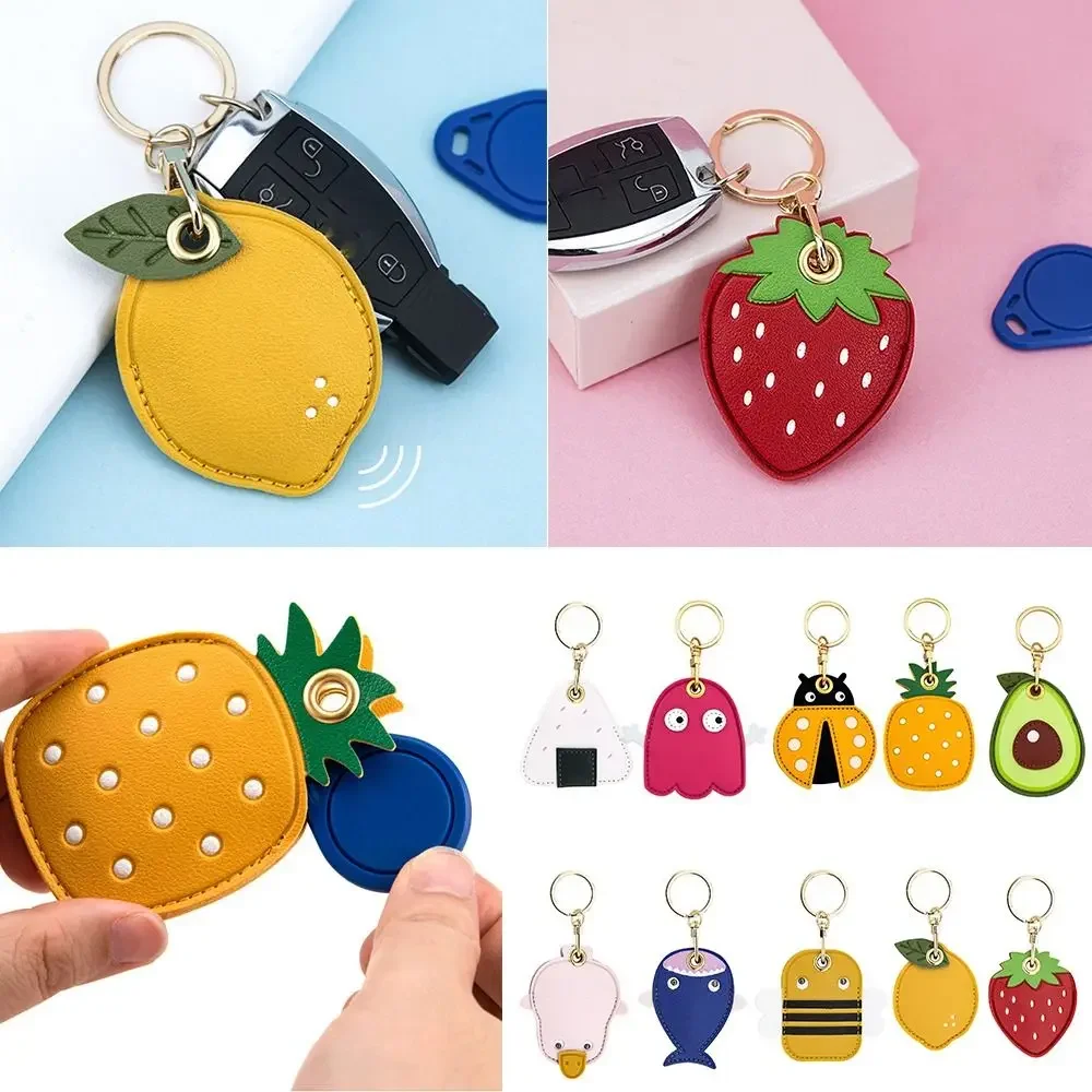 

Cute Strawberry Lemon Case for Apple Airtag Protection PU Leather Cover Pendant GPS Anti-lost Keychain Case Pet Dog Cat Collar