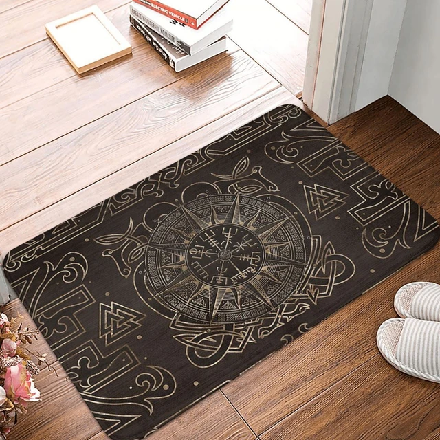 Vikings – tapis de chambre à coucher Viking, avec boussole, ornement,  paillasson en flanelle, porte d'entrée, décoration de maison - AliExpress