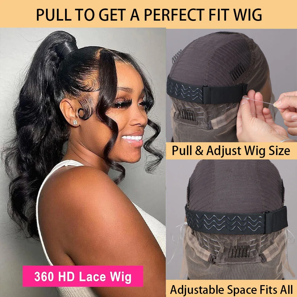 Hidden Strap Body Wave 360 HD Full Lace Front Wigs 3