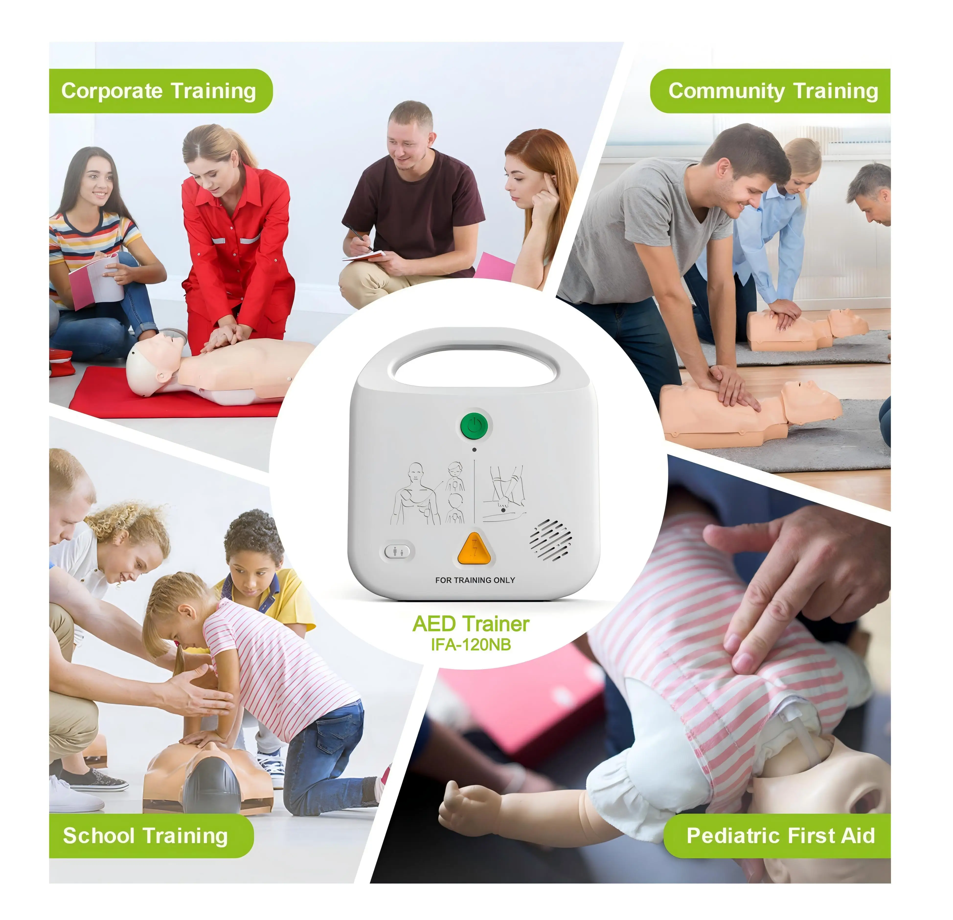 AED Trainer handble Portable AED Training Kit CPR Training Device First Aid Trainee Beginner(IFA-120NB) Single Pack