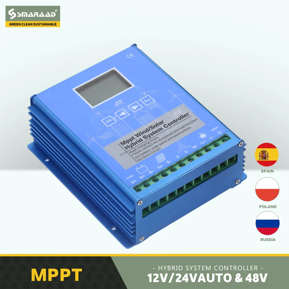 Sistema Ibrido Solare Eolico Regolatore Di Carica Mppt Regolatore Solare 800W Vento 1000W 12V 24V Regolatore Automatico Uso Domestico Generatore Eolic