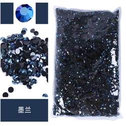Vibrant Jelly Color Transparent Resin Rhinestones for Nail Art & Garment Decoration, Bulk Wholesale (Ink Blue)