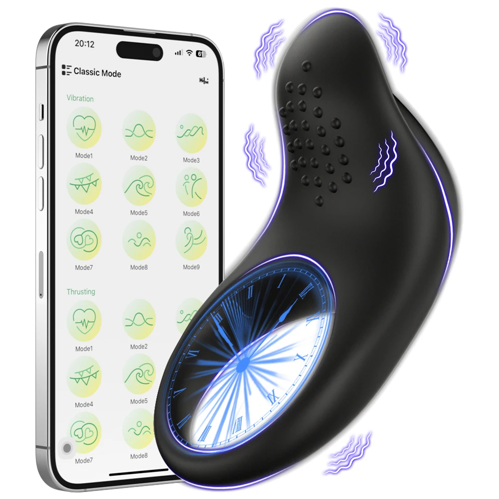 Penis Ring APP Control Vibrating Cock Ring for Men Ejaculation Delay Chastity Cage Clit Stimulator Adult Sex Toy for Men 18+