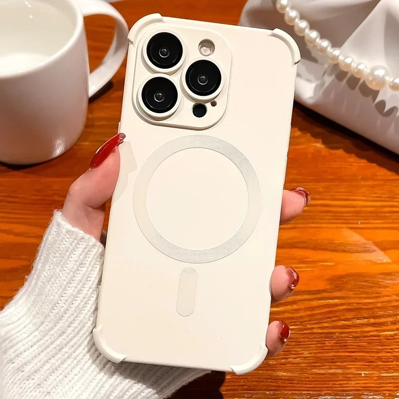 Lens Protect Magnetic Liquid Silicone Phone Case with Magsafe Wireless Charging Compatibility