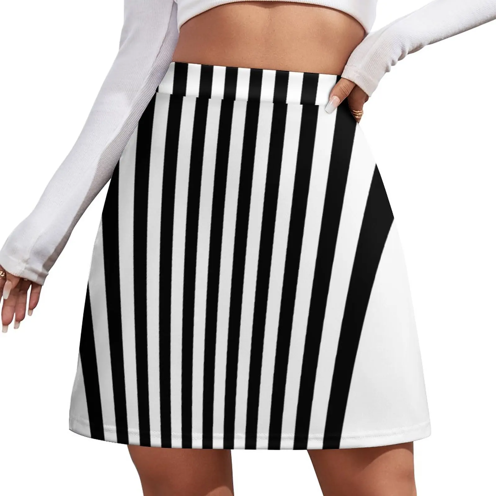 Black and white Vertical Stripes Leggings - color combination pattern Mini Skirt Women's summer skirts korean skirt for qingdao liberation jh6 door color stripes door film logo car body sticker letter car body decal original factory