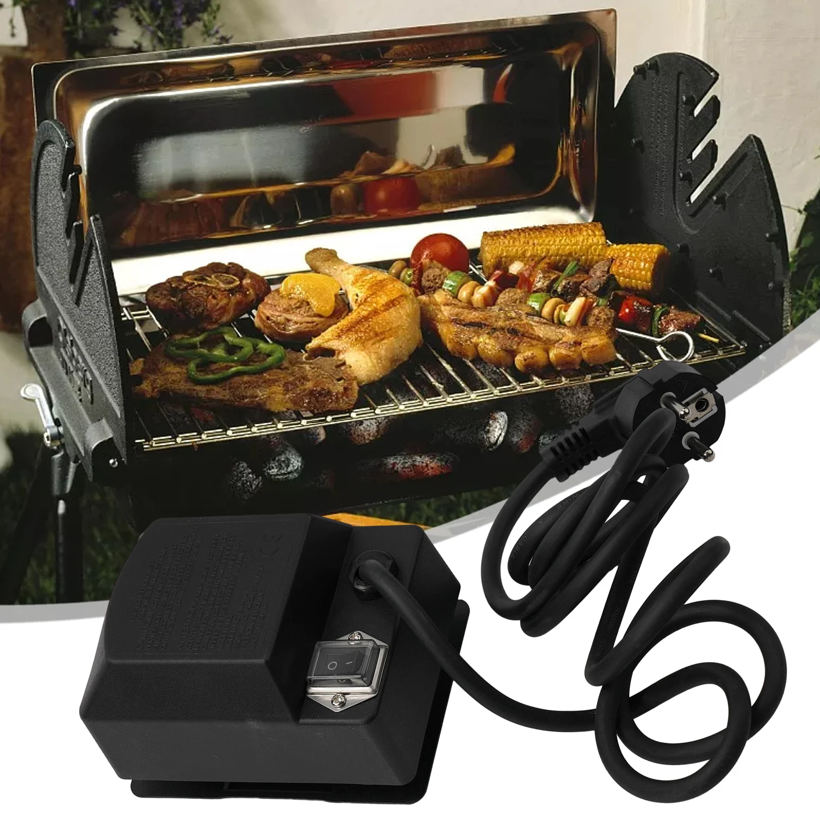 

Electric BBQ Rotisserie Motor High Efficiency 11.7*8.7*7.5cm 4W Black Compact Size Long Service Time Low Power Consumption