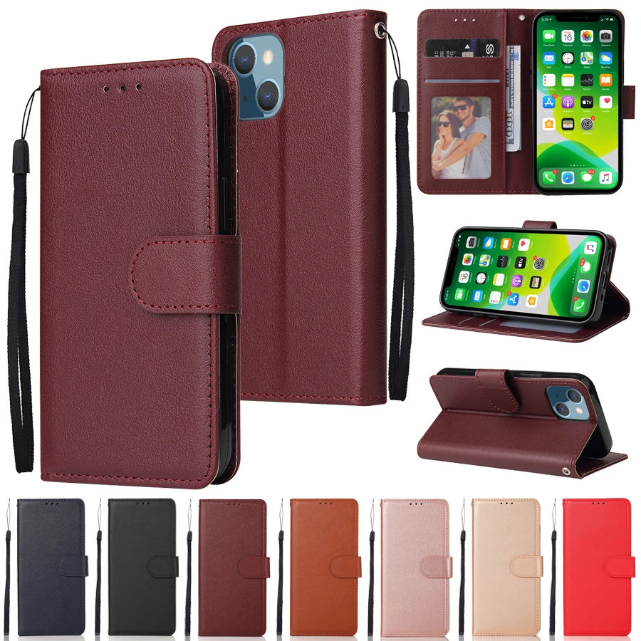 Wallet Flip Leather Case For iPhone SE 2022 13 Pro Max 13 Mini 12 Pro Max 11 Pro Max X XS XR XS Max 8 Plus 7 Plus 6S Plus 5S SE best case for iphone 13 pro max
