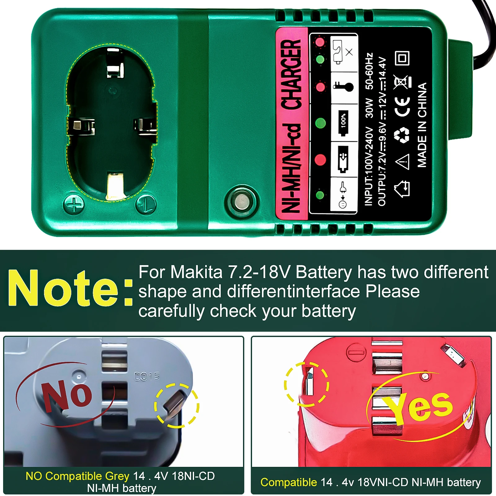 マキタ-電動工具用充電器7.2V, 9.6V, 14.4V, 12V,NI-CD V, 18V