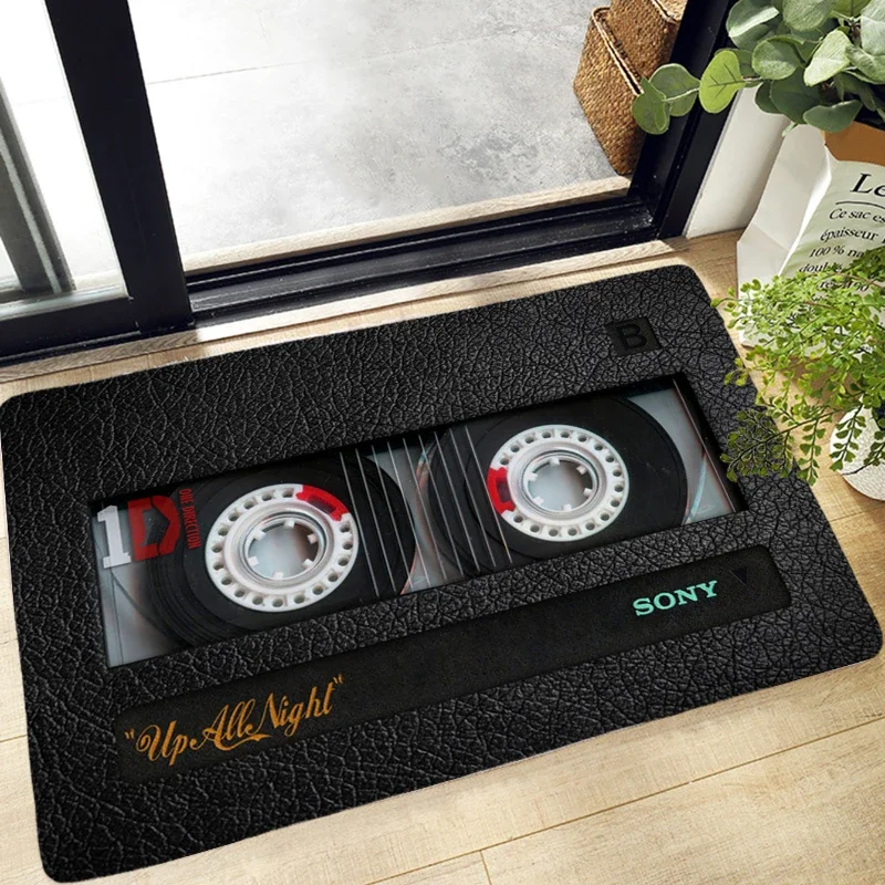 Retro Cassette Music Tape Bath Mats Home Carpet Kitchen Balcony Entrance Decor Floor Mat Bathroom Super Absorbent Non-Slip Rug