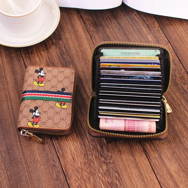Disney New Cartoon Mickey (26 Card Slots) Zipper Card Cute Mini Card Bag Driver's License Pickup Card Cover Christmas Present 2