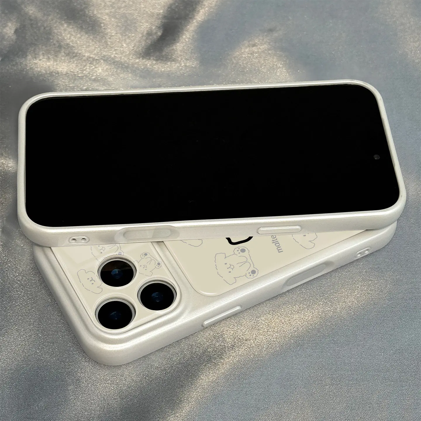 Minimal Line Dog Design Shockproof Bumper Phone Case, Dual-Layer Protection