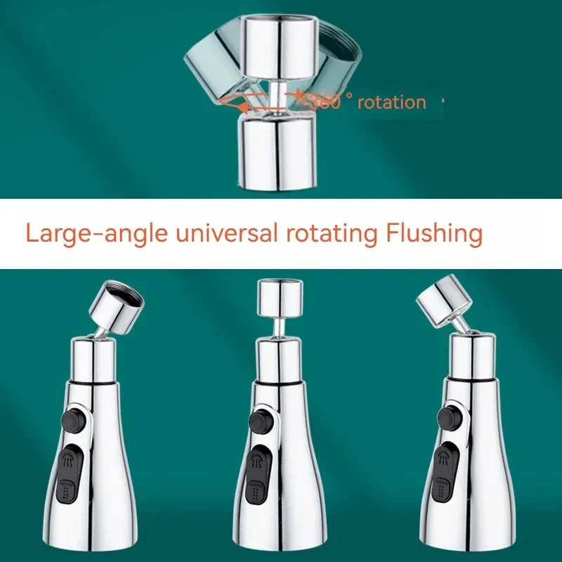 Faucet Extender Metal Alloy Three Modes Head Water Saver 1pc