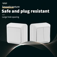 White EU Standard Rocker Switch On/Off Wall Surface 2 Gang 1 Way Button Light Switch Spray Plastic Flame Retardant Classic Way - Image 3