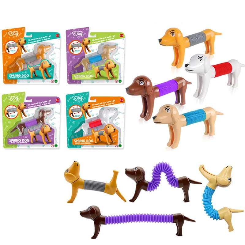 4pcs Pop Tubes Spring Dogs Stress Relief and Anxiety Reduce Spring Dog Toy  ✠