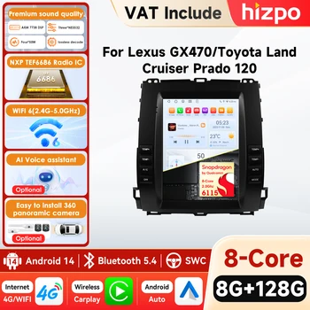 Autoradio Hizpo para Toyota Land Cruiser Prado 120 2002-2009 Lexus GX470 reproductor Multimedia de Audio CarPlay Android Auto Bluetooth 1