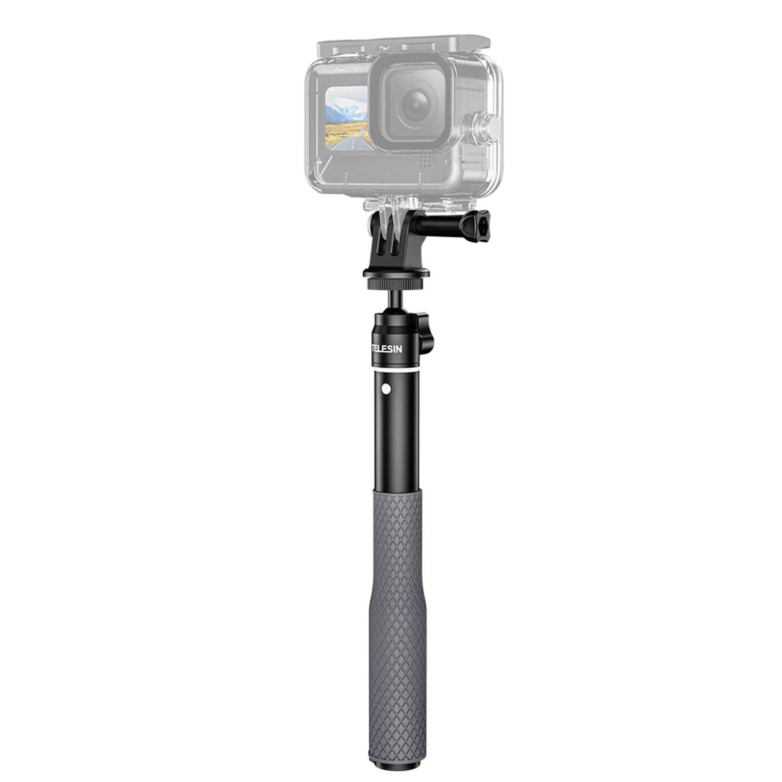 TELESIN 휴대용 녹 방지 셀카봉, 3 턱 어댑터 포함, Insta 360 DJI GoPro 12 11 10 9 8 7 6 5 4/3 호환, 25.7 인치