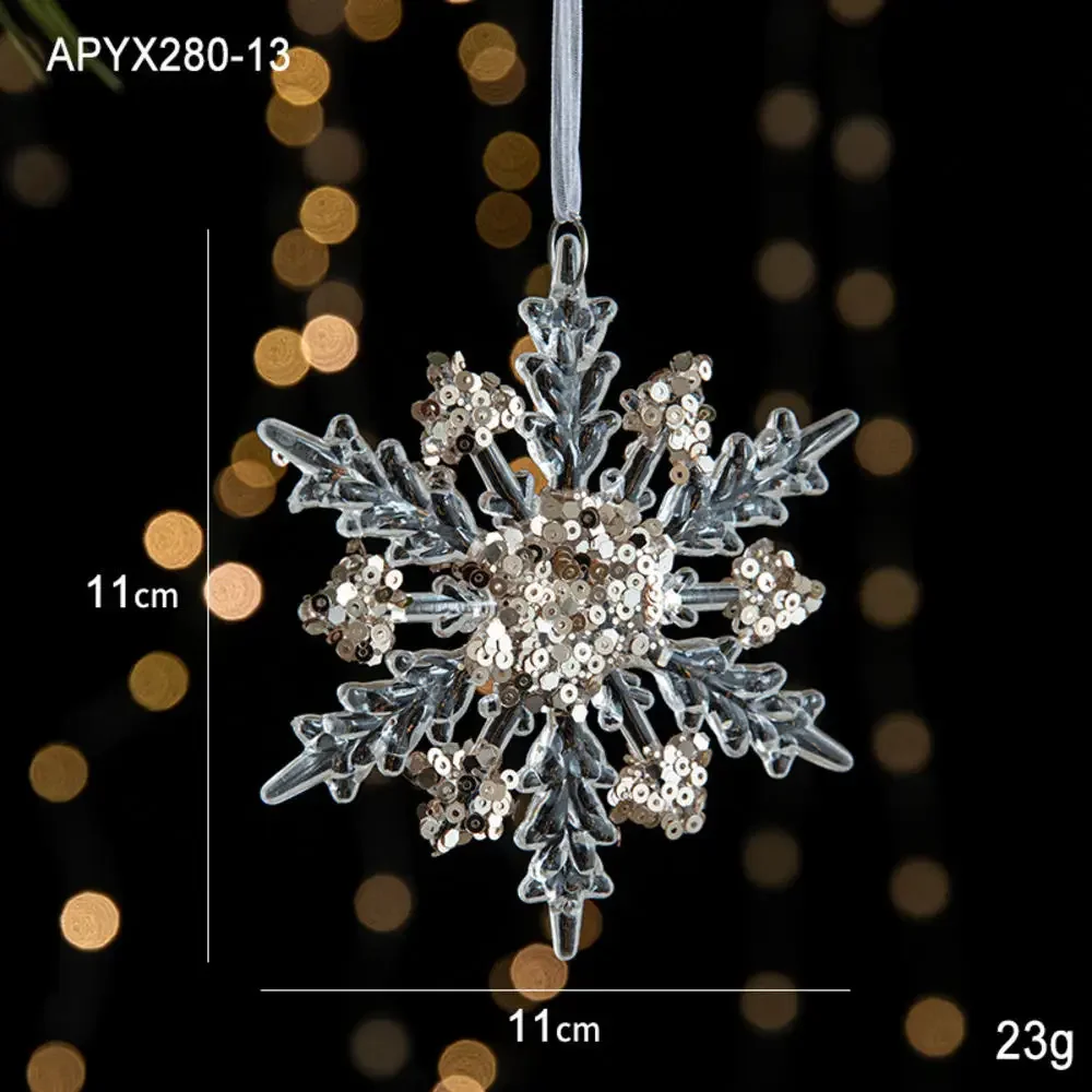 thumbnail image 1 of Colgantes de ángel de copo de nieve acrílico transparente para árbol de Navidad, adornos colgantes de cristal 2024, decoraciones para el hogar, regalo de Año Nuevo 2025, 1 of 5