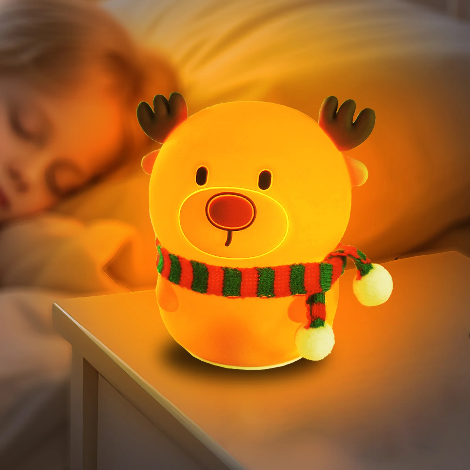 Novelty Animal Silicone Night Light Fox Rabbit Nursery Nightlight Rechargeable Timing Touch Sensor Bedside Table Lamp For Room