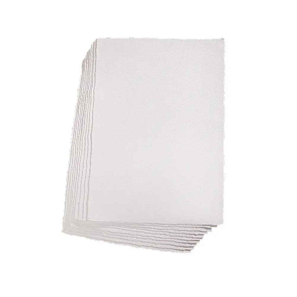 10 Fogli di Carta per Acquerello in Cotone Semplice A4/A5/A6 con Bordi Strappati a Mano, Carta per Disegno a Media Trama, Carta per Pittura e Colorazione - immagine 3