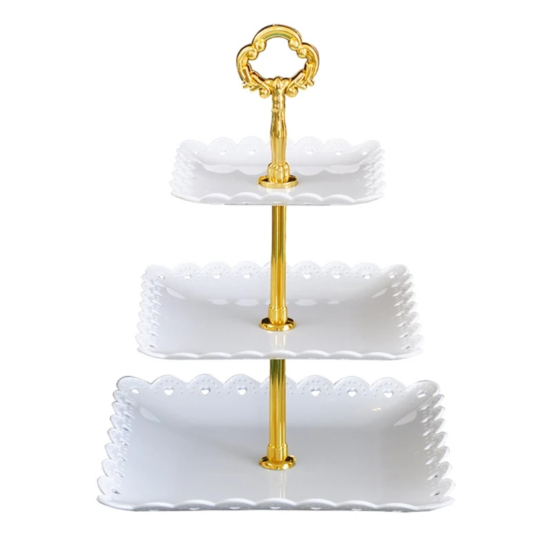 

European Three-layer Cake Stand Wedding Party Dessert Table Candy Fruit Plate Cake Self-help Display Home Table Decoration Trays