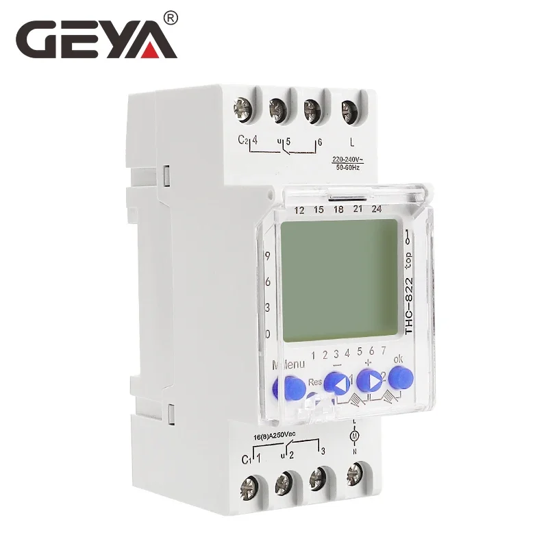 GEYA THC-822 ȭ α׷  Ÿ̸, 2 ä ȯ   Ÿ̸ ġ, ͸ , 16A, 220V, 110V