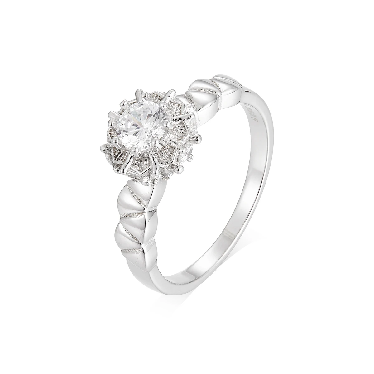 

HAIKE S925 Sterling Silver Ring Original Snowflake Shape Shining Main Stone Rhodium Gold Ring 2024 New Style Elegant Woman