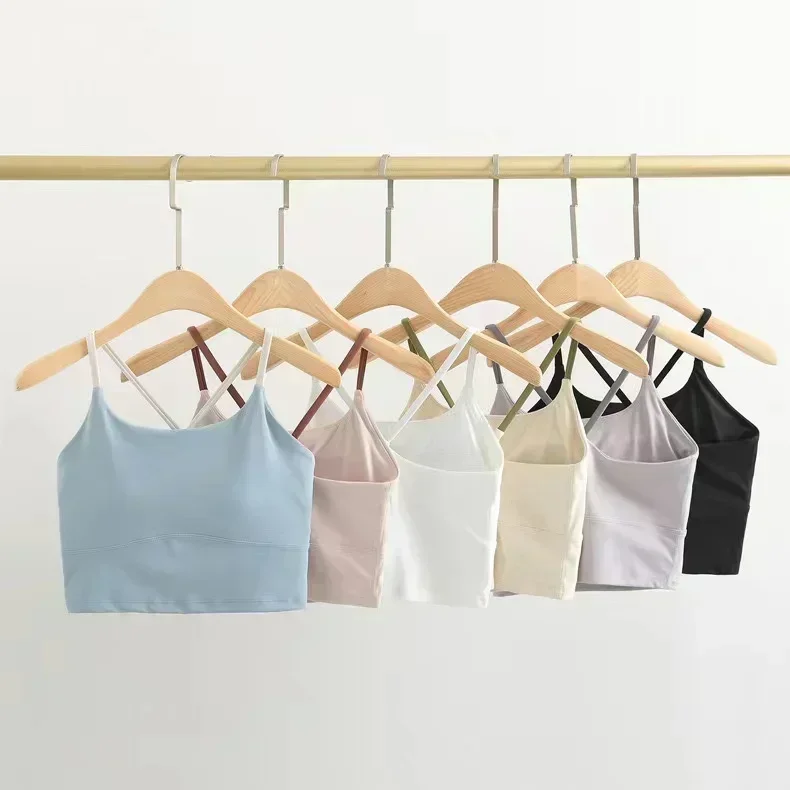 Lemon Running Vest Cross Strap Workout Tank Gym Women Racerback Crop Tank Sexy Sports Sleeveless Shirt Loose Athletic Tops
