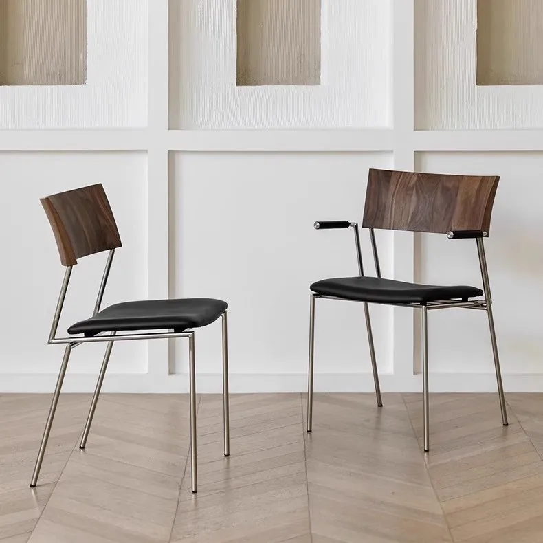 

Итальянский минималистичный кожаный дизайнерский современный простой строгий роскошный скандинавский задний стул из твердой древесины