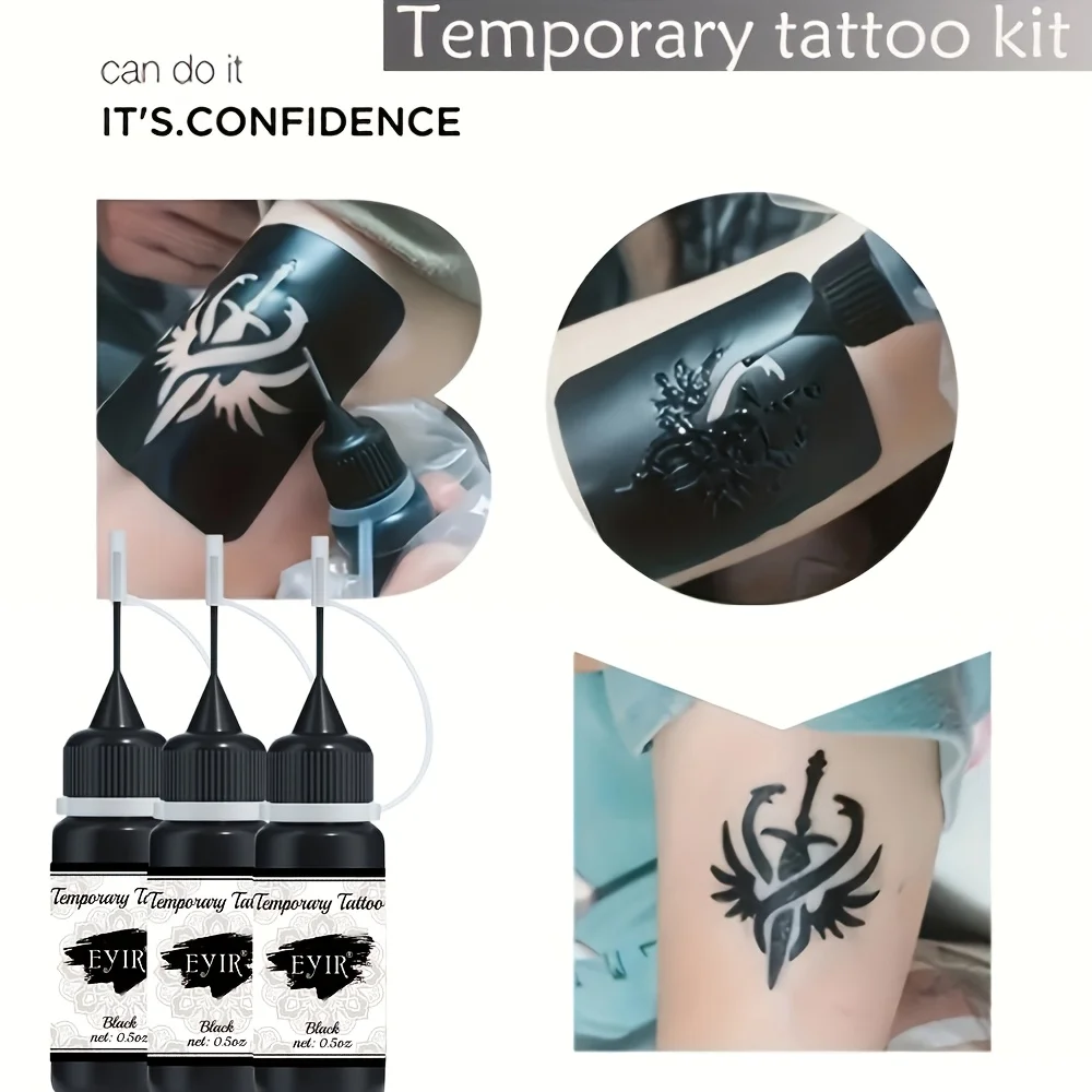 Set di 9 Colori di Pasta per Tatuaggi all'Henné, Kit per Tatuaggi Temporanei, Inchiostro per Body Art, Kit per Trucco Fai-da-Te, Decorazione per Mani e Braccia, per Feste e Festival - immagine 5