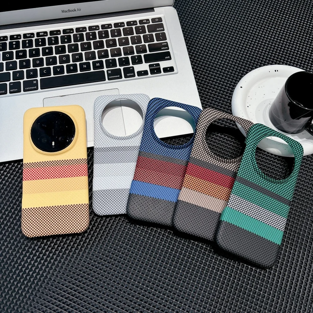 Frameless Carbon Fiber Kevlar Magnetic Phone Case with Stripe Texture