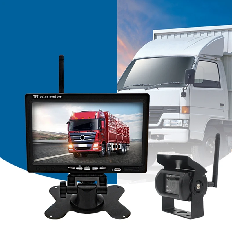 24V 7-Inch Car Monitor Reversing Image High-Definition Wide-Angle Infrared Night Vision Universal Replacement