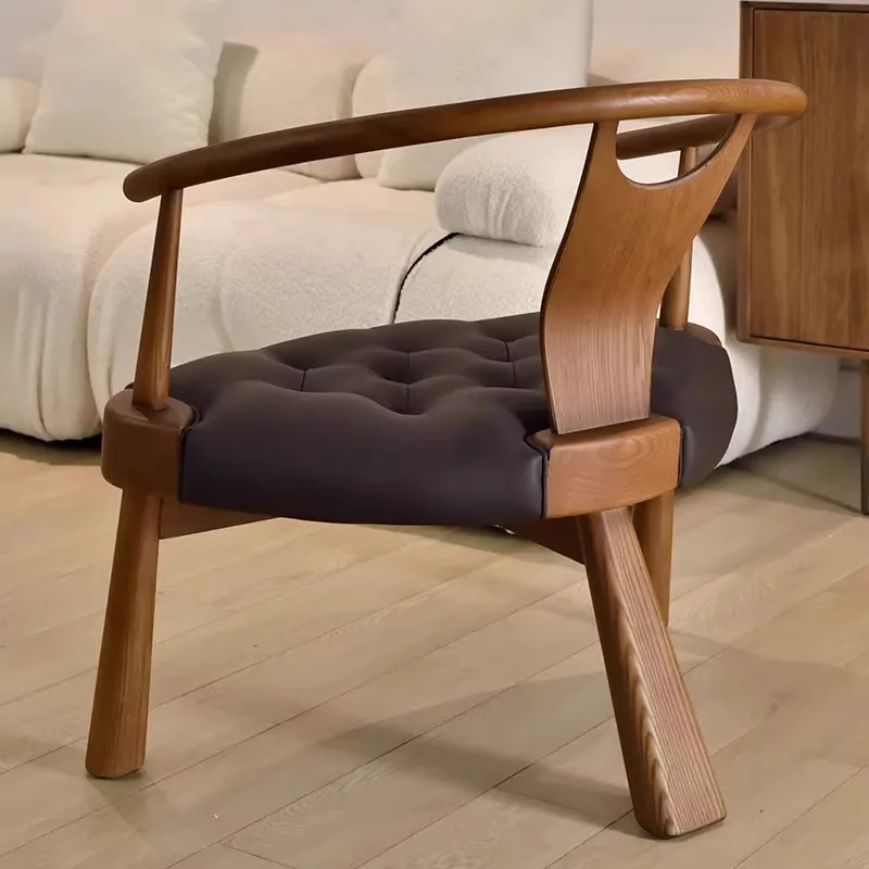 Solid Wood Simple Single Sofa Chair Modern Balcony Living Room Leisure Comfortable Tea Table and Chair