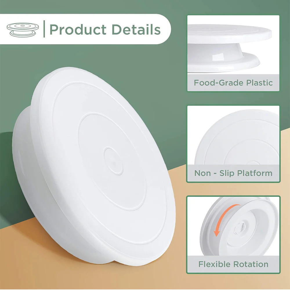 DIY 11 Inch Cake Turntable Rotating Decorating Stand With Adjustable Icing Scraper Plastic Cake Spinner Baking Supplies 10225 cake turntable,baking supplies,cake tools