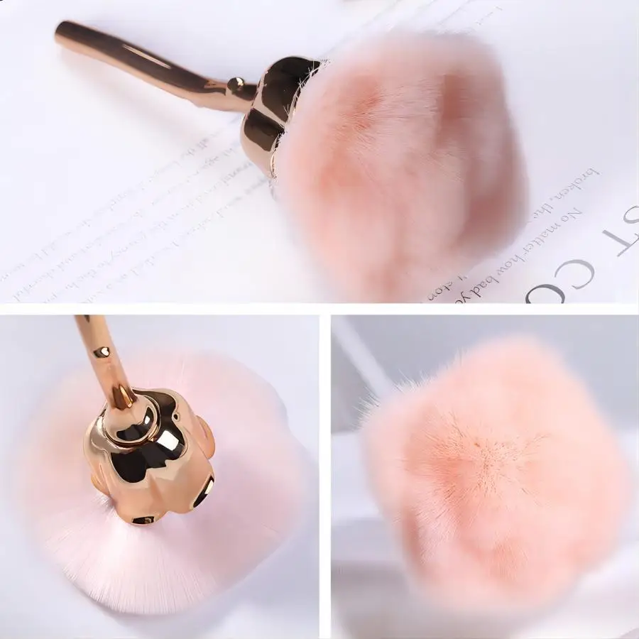 Flower Nail Brush For Manicure Rose Nail Art Brush Nail Accesories Tools Popular Round Small Gel polish Dust Cleaning Brushes 6