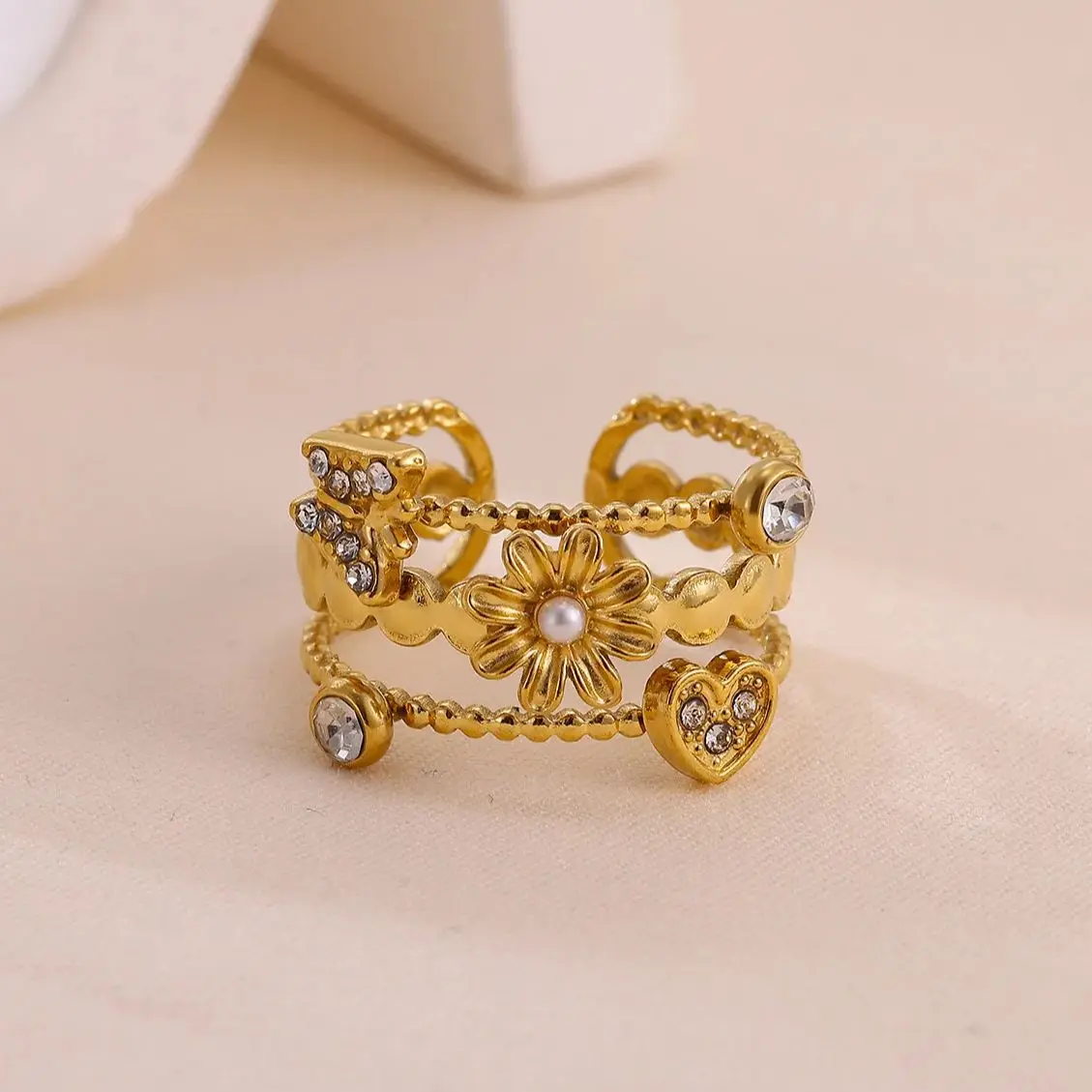 Stainless Steel Ring Micro-Encrusted Zircon Wedding Jewelry Women
