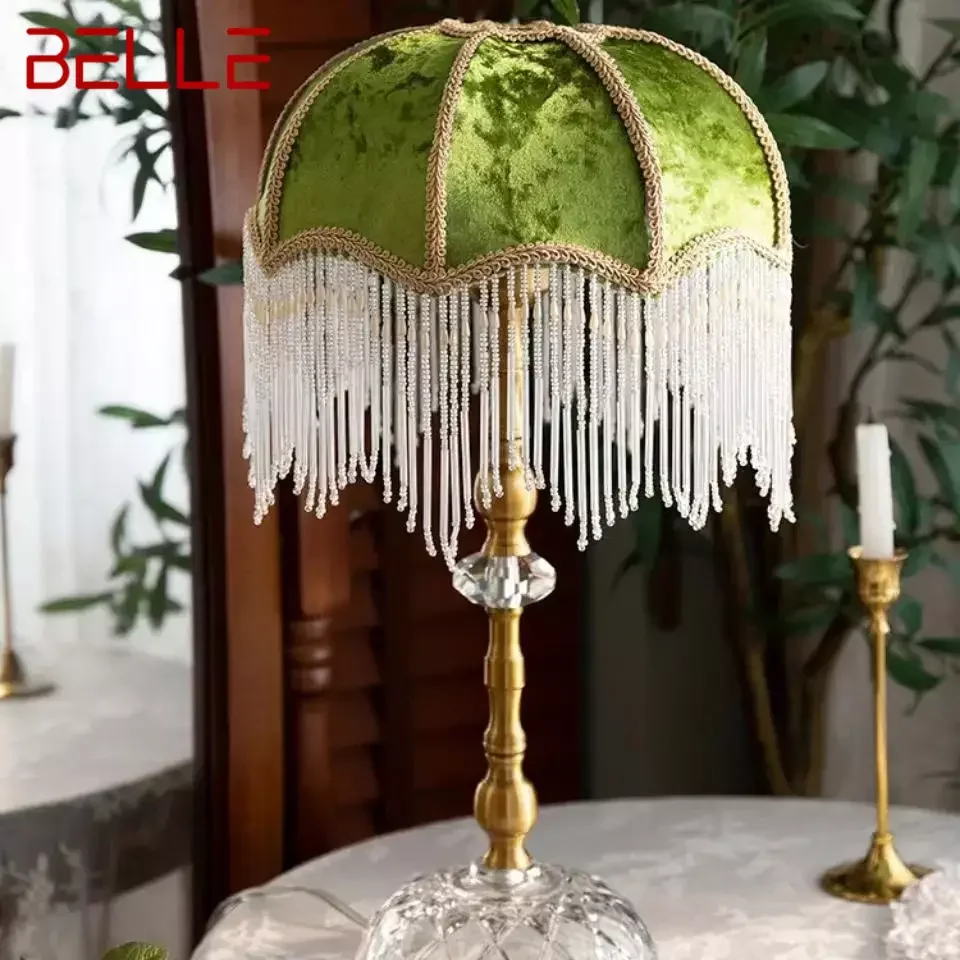 

BELLE French Table Lamp American Retro Living Room Bedroom Villa European Pastoral Creative Tassels Desk Light