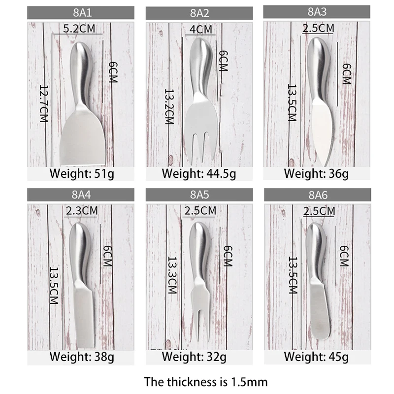 Description Picture 3 of itemMultifunction Cheese Cutlery Baking Tools Set Stainless Steel Cheese Slicer Kitchen Gadgets Butter Knife Mini Cake Bread Knives