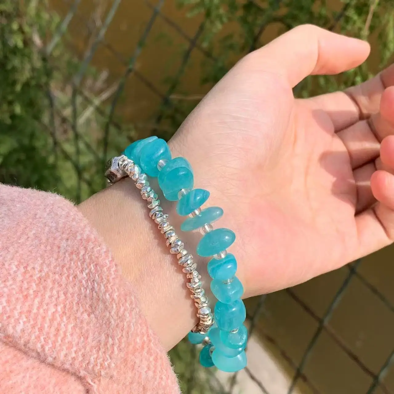 Natural Amazonite Bracelet Blue Stone Irregular Jewelry Wholesale Design Handmade GEM Beads Healing Women Jewelry Gifts