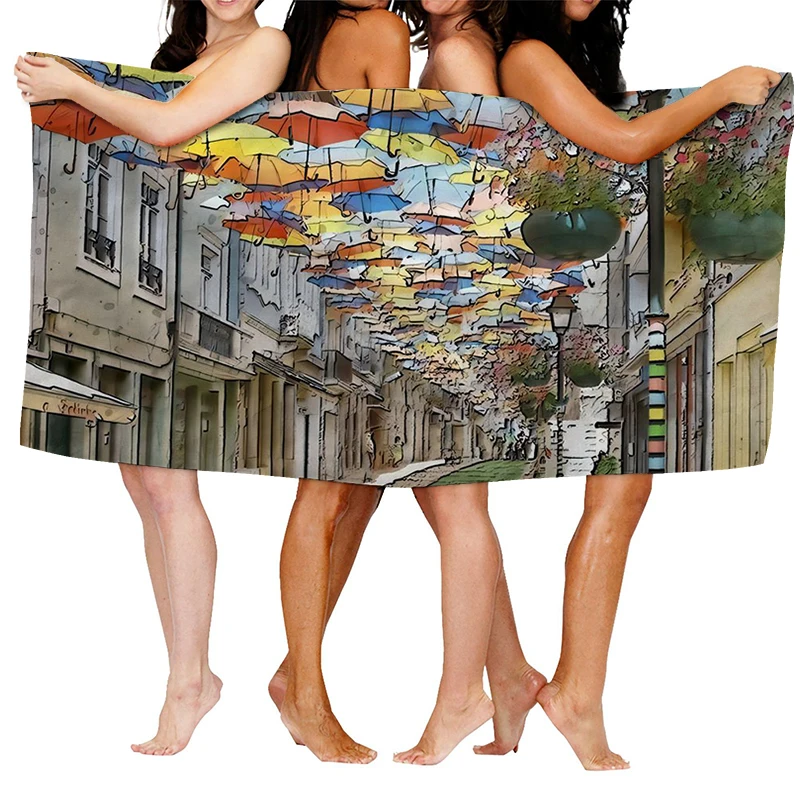 Home bath towels for the body towels bathroom quick drying microfiber beach towel Oil painting style man large sports towel 3