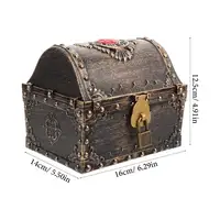 Small Treasure Box Pirate Chest Vintage Treasure Box Small Treasure Chest with Lock and Key 2