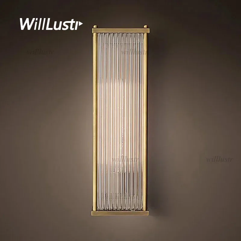 

Rectangle Wall Lamp Glass Bar Gold Chrome Copper Sconce Hotel Restaurant Foyer Corridor Lounge Balcony Luxury Lighting