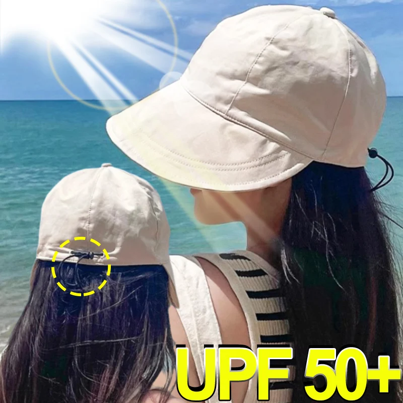 

Foldable Fisherman Cap Sun Hat Portable Wide Brim Sun Protection Hats Summer Quick-drying Visors Adjustable Drawstring Caps