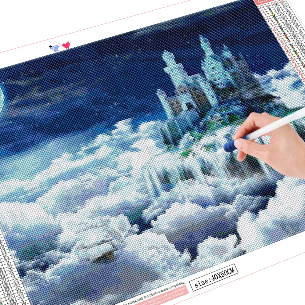 Full Square Diamond Painting Castle 5D Mountain Diamond Embroidery Mosaic Landscape Home Decoration