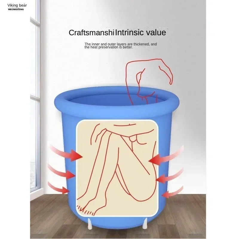 foldable Sitting in a Bathtub, Adult Household Inflatable Sitz Bathtub Thickened Full Body Bathtub