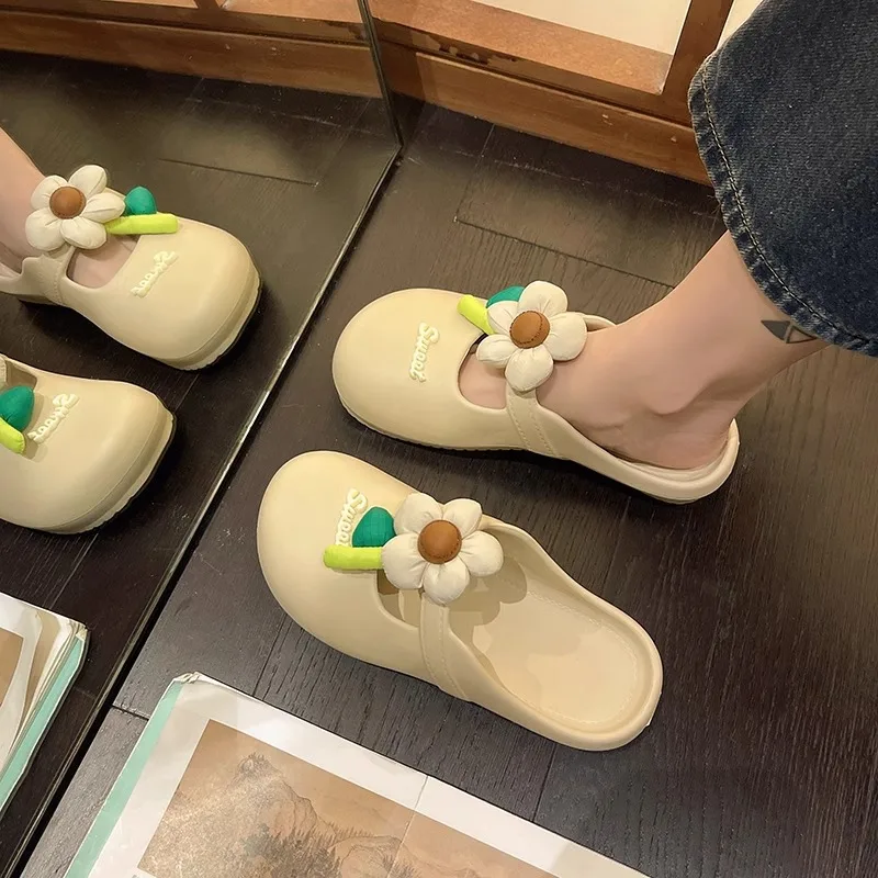 Women fashion Sandals Soft Stitching flower Ladies Sandals Comfortable Flat Sandals Women Open Toe Beach Shoes Woman Footwear