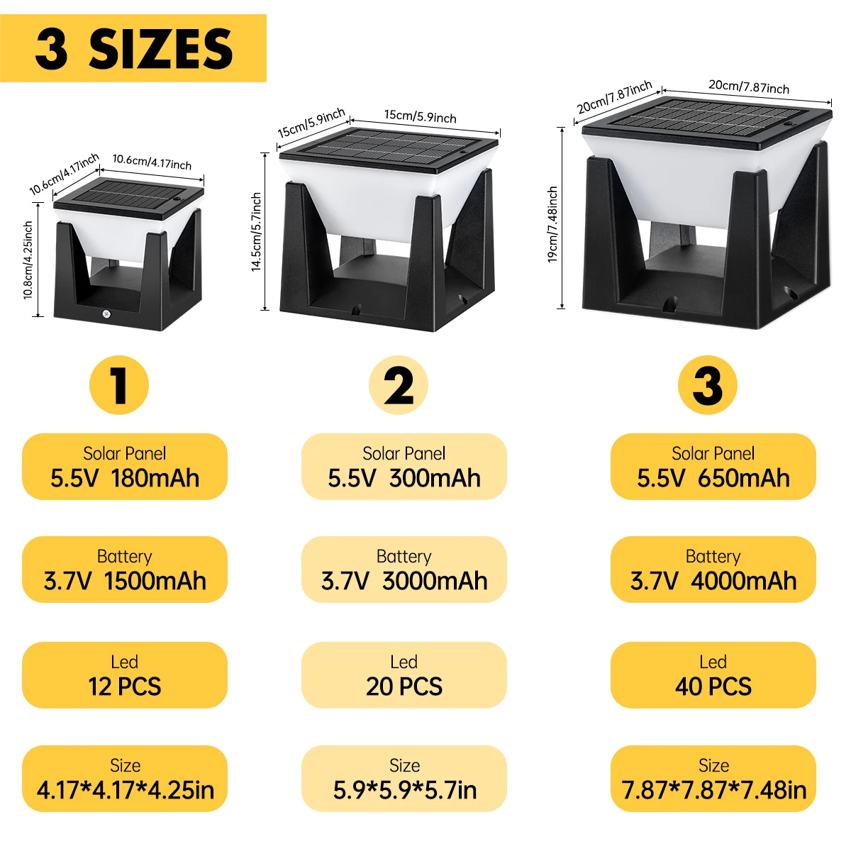 Outdoor Solar Post Light Solar Pillar Lights Modern LED Fence Deck Cap Lamp IP65 Waterproof Landscape Column Lighting for Flat 3